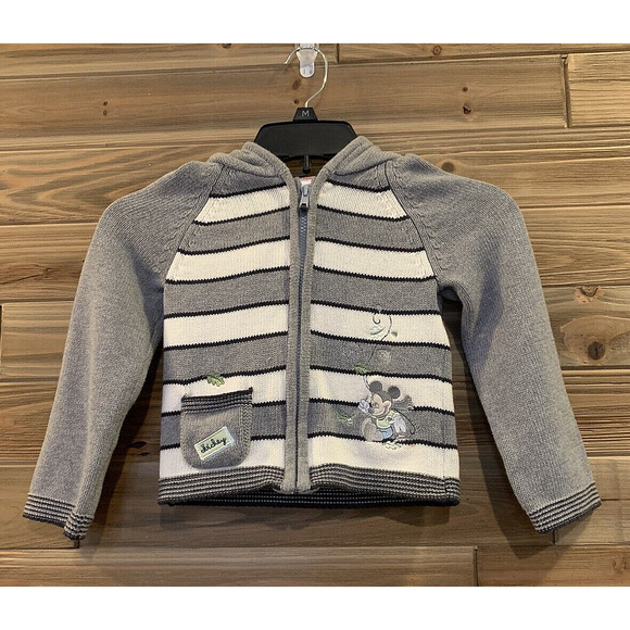 DISNEY MICKEY MOUSE Full Zip Hooded Sweater Jacket Kid's Toddlers Size 24 Months - Picture 1 of 9
